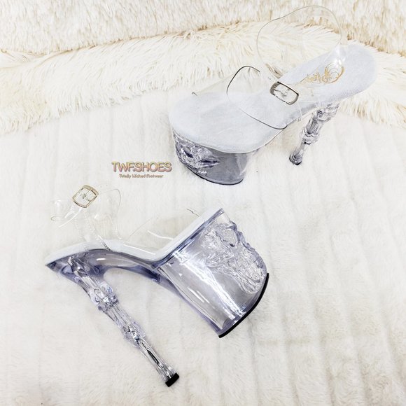 Pleaser White Heels with Clear Platform, Size Runs Small - Picture 5 of 15